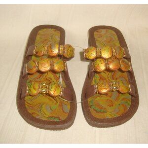 Grandco Brown Slide  Waterproof Beaded Sandals Women's US Size 6 NEW